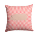 Welsh Pig Pink Check Decorative Throw Pillow 14x14 Indoor Outdoor Accent Cushion, Fabric Cover with Insert for Sofa, Bed, Porch & Living Room