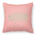 Welsh Pig Pink Check Decorative Throw Pillow 18x18 Indoor Outdoor Accent Cushion, Fabric Cover with Insert for Sofa, Bed, Porch & Living Room