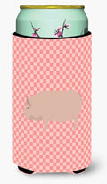 Welsh Pig Pink Check Tall Boy Hugger Can Cooler Sleeve Machine Washable Drink Collapsible Insulator Beverage Insulated Holder