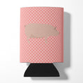 English Large White Pig Pink Check Can or Bottle Hugger Cooler Sleeve for Standard 12 oz Cans, Insulated Foam Beer & Soda Can Hugger Reusable