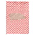 English Large White Pig Pink Check House Flag 28x40 Porch Sleeve Pole Decorative Outside Yard Banner Artwork Wall Hanging, Polyester