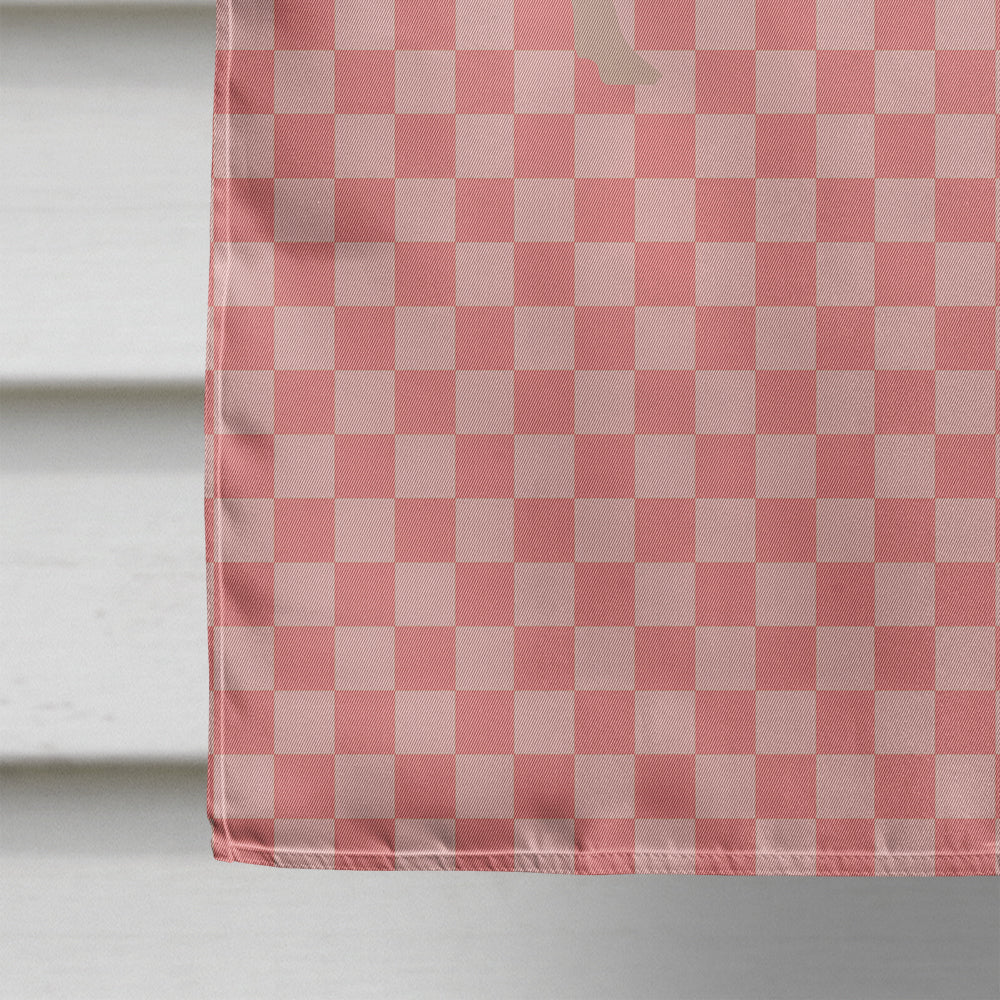 English Large White Pig Pink Check House Flag 28x40 Porch Sleeve Pole Decorative Outside Yard Banner Artwork Wall Hanging, Polyester