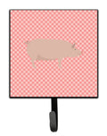 English Large White Pig Pink Check Leash or Key Holder Wall Hooks, Key Hooks Holder, Coat Rack Wall Mount, Coat Hooks, Hooks for Hanging Keys, Towels, Aprons, Leashes