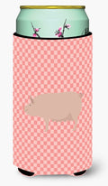 English Large White Pig Pink Check Tall Boy Hugger Can Cooler Sleeve Machine Washable Drink Collapsible Insulator Beverage Insulated Holder