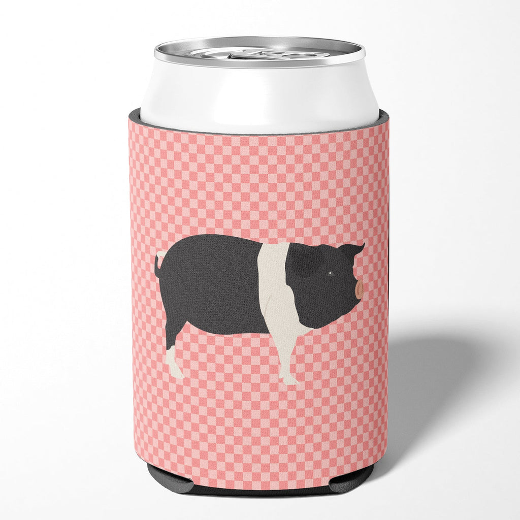 Hampshire Pig Pink Check Can or Bottle Hugger Cooler Sleeve for Standard 12 oz Cans, Insulated Foam Beer & Soda Can Hugger Reusable