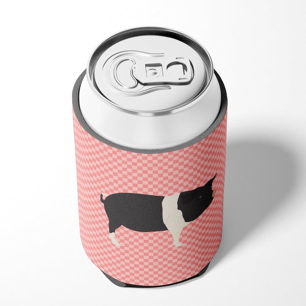 Hampshire Pig Pink Check Can or Bottle Hugger Cooler Sleeve for Standard 12 oz Cans, Insulated Foam Beer & Soda Can Hugger Reusable