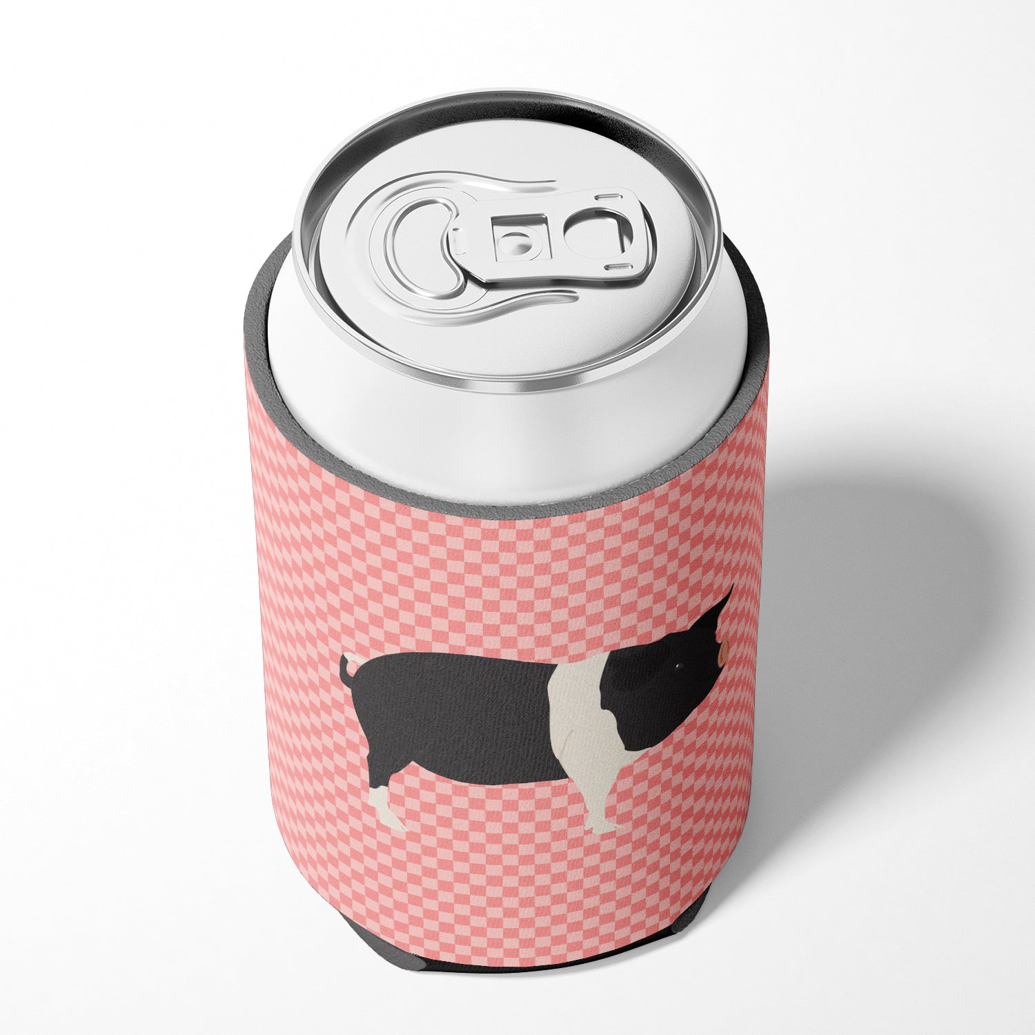 Hampshire Pig Pink Check Can or Bottle Hugger Cooler Sleeve for Standard 12 oz Cans, Insulated Foam Beer & Soda Can Hugger Reusable