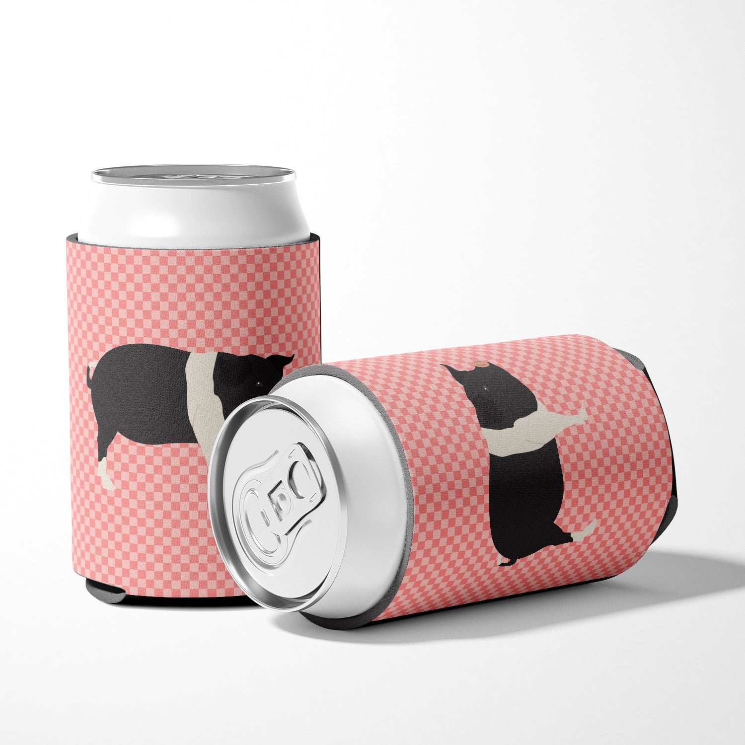 Hampshire Pig Pink Check Can or Bottle Hugger Cooler Sleeve for Standard 12 oz Cans, Insulated Foam Beer & Soda Can Hugger Reusable