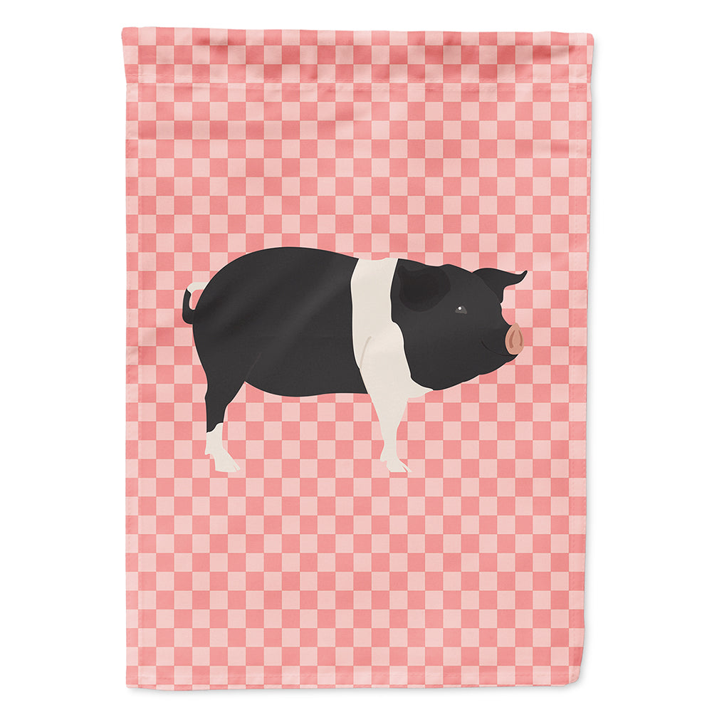 Hampshire Pig Pink Check House Flag 28x40 Porch Sleeve Pole Decorative Outside Yard Banner Artwork Wall Hanging, Polyester