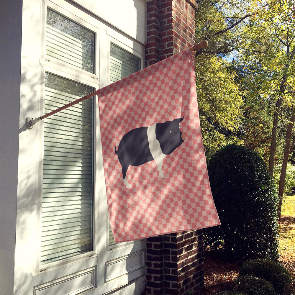 Hampshire Pig Pink Check House Flag 28x40 Porch Sleeve Pole Decorative Outside Yard Banner Artwork Wall Hanging, Polyester