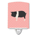 Hampshire Pig Pink Check Ceramic Night Light Compact, UL-Certified, Ideal for Bedroom, Bathroom, Nursery, Hallway, Kitchen, 6x4x3, Multicolor