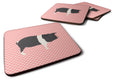 Hampshire Pig Pink Check Foam Coasters Set of 4 Cup Coasters for Indoor Outdoor, Tabletop Protection, Anti Slip, Mouse pad Material