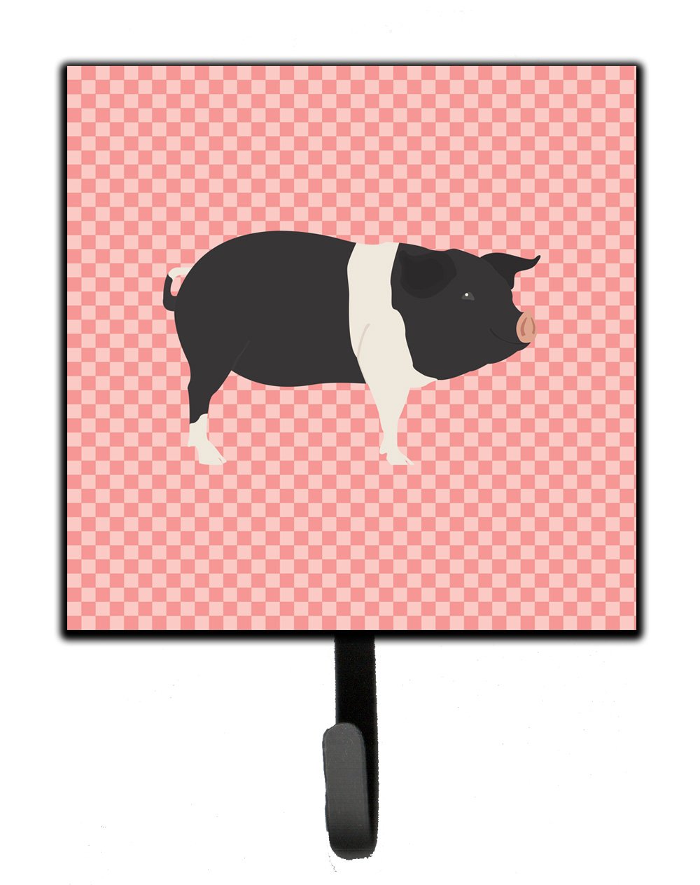 Hampshire Pig Pink Check Leash or Key Holder Wall Hooks, Key Hooks Holder, Coat Rack Wall Mount, Coat Hooks, Hooks for Hanging Keys, Towels, Aprons, Leashes