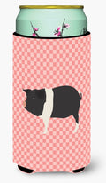 Hampshire Pig Pink Check Tall Boy Hugger Can Cooler Sleeve Machine Washable Drink Collapsible Insulator Beverage Insulated Holder