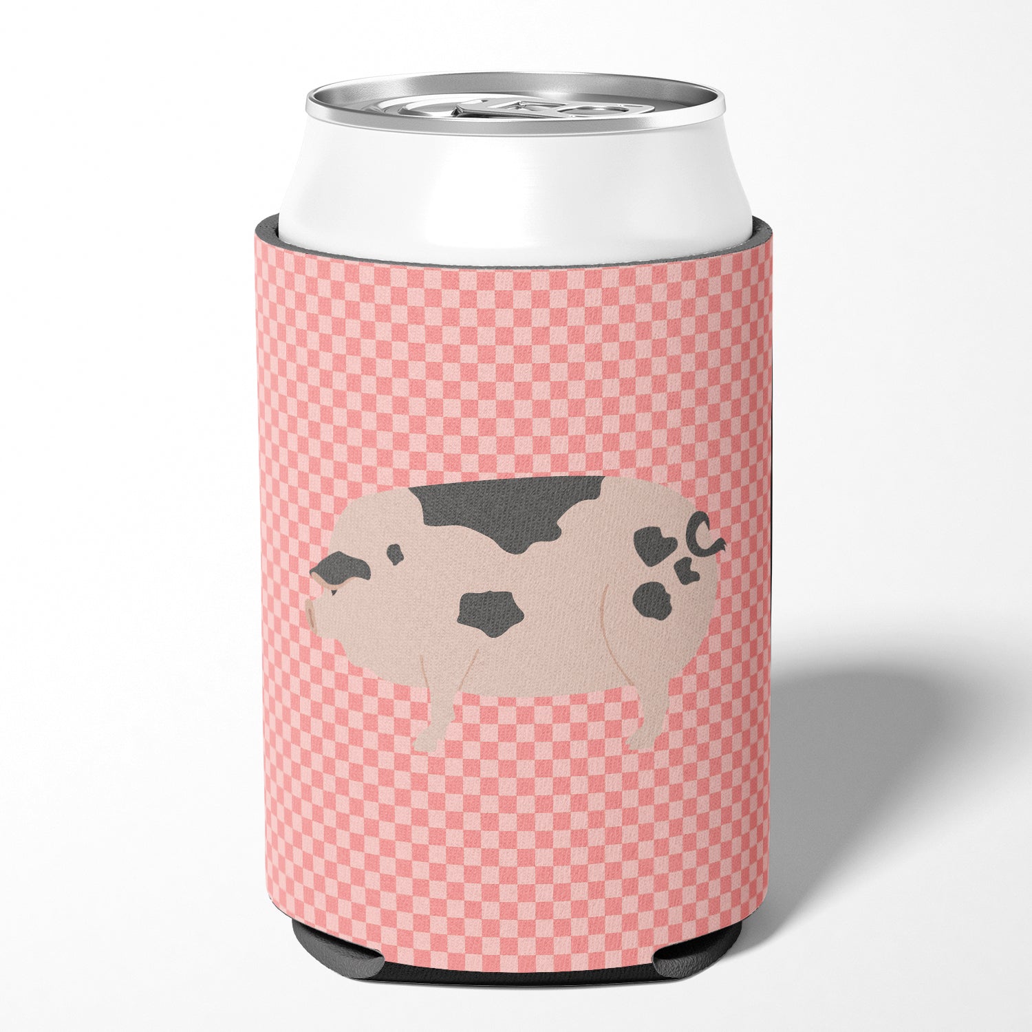 Gloucester Old Spot Pig Pink Check Can or Bottle Hugger Cooler Sleeve for Standard 12 oz Cans, Insulated Foam Beer & Soda Can Hugger Reusable
