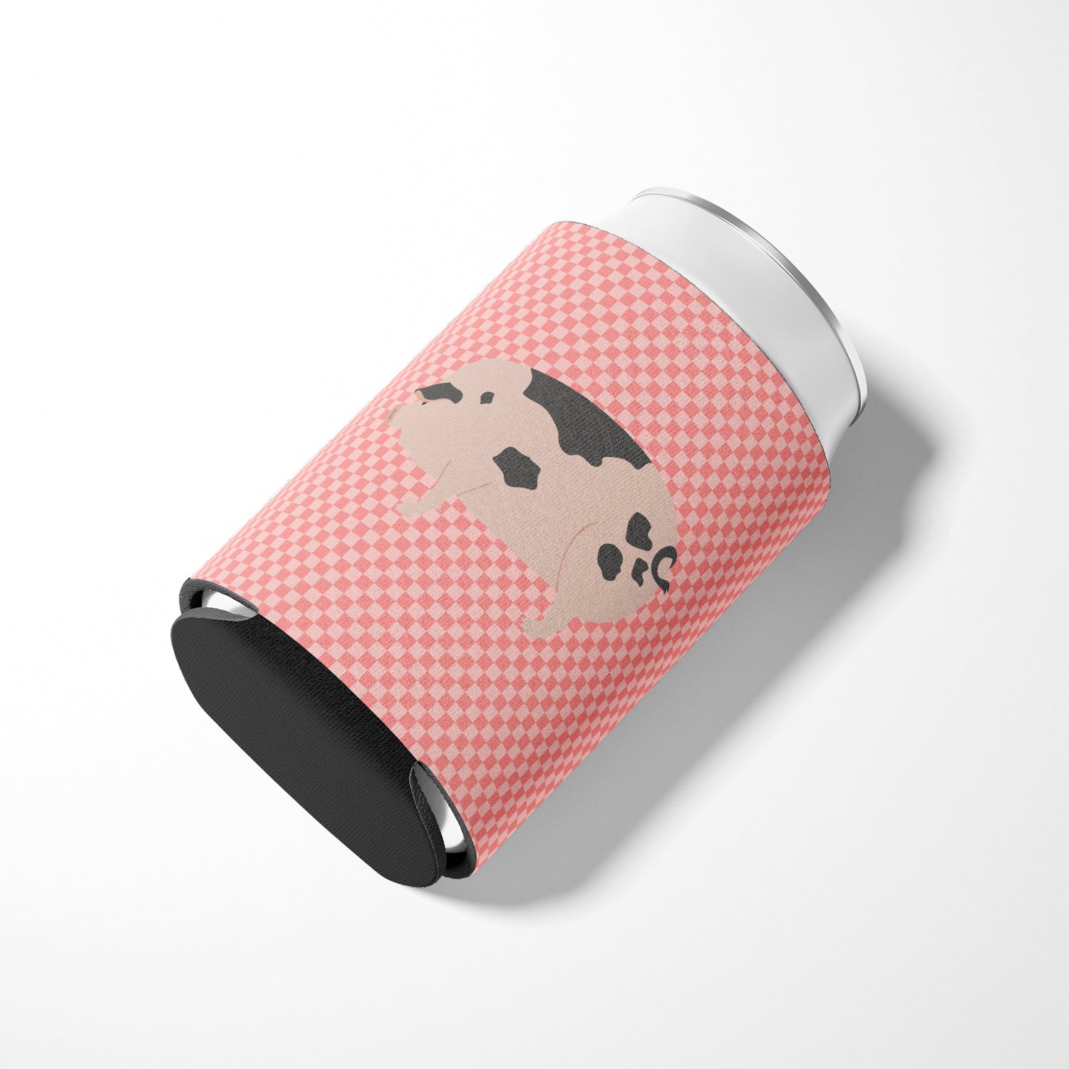 Gloucester Old Spot Pig Pink Check Can or Bottle Hugger Cooler Sleeve for Standard 12 oz Cans, Insulated Foam Beer & Soda Can Hugger Reusable