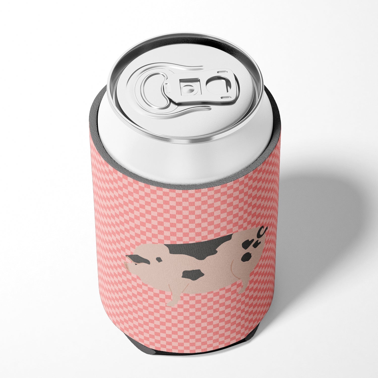 Gloucester Old Spot Pig Pink Check Can or Bottle Hugger Cooler Sleeve for Standard 12 oz Cans, Insulated Foam Beer & Soda Can Hugger Reusable