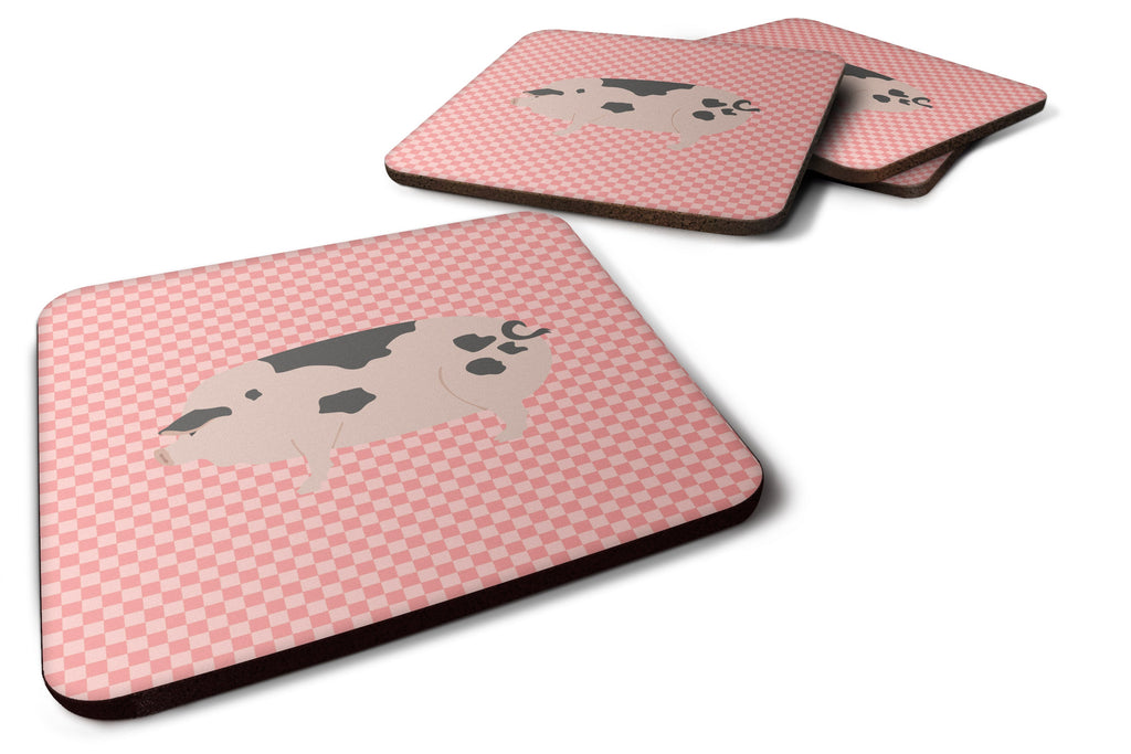 Gloucester Old Spot Pig Pink Check Foam Coasters Set of 4 Cup Coasters for Indoor Outdoor, Tabletop Protection, Anti Slip, Mouse pad Material