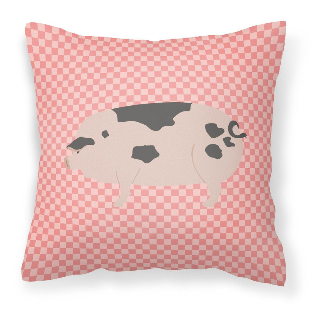 Gloucester Old Spot Pig Pink Check Decorative Throw Pillow 18x18 Indoor Outdoor Accent Cushion, Fabric Cover with Insert for Sofa, Bed, Porch & Living Room