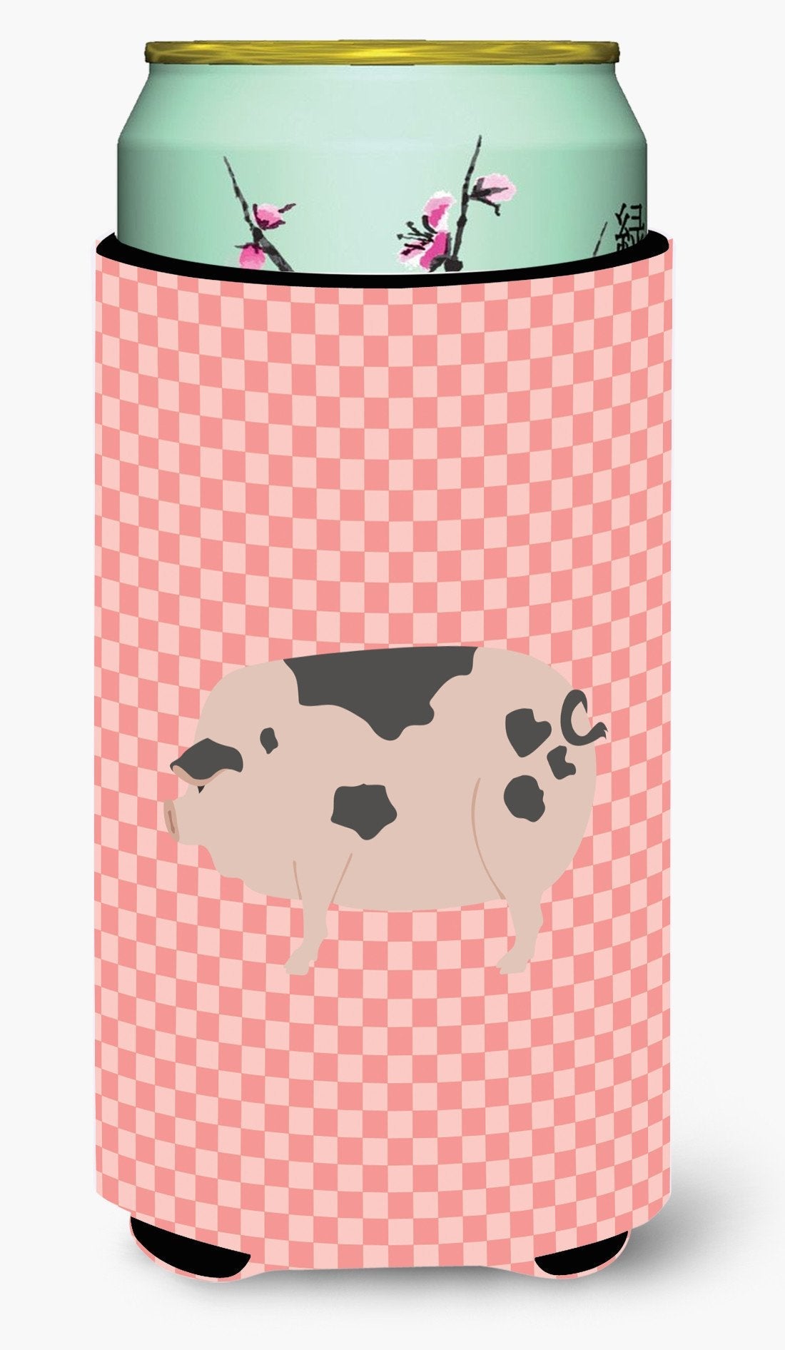 Gloucester Old Spot Pig Pink Check Tall Boy Hugger Can Cooler Sleeve Machine Washable Drink Collapsible Insulator Beverage Insulated Holder