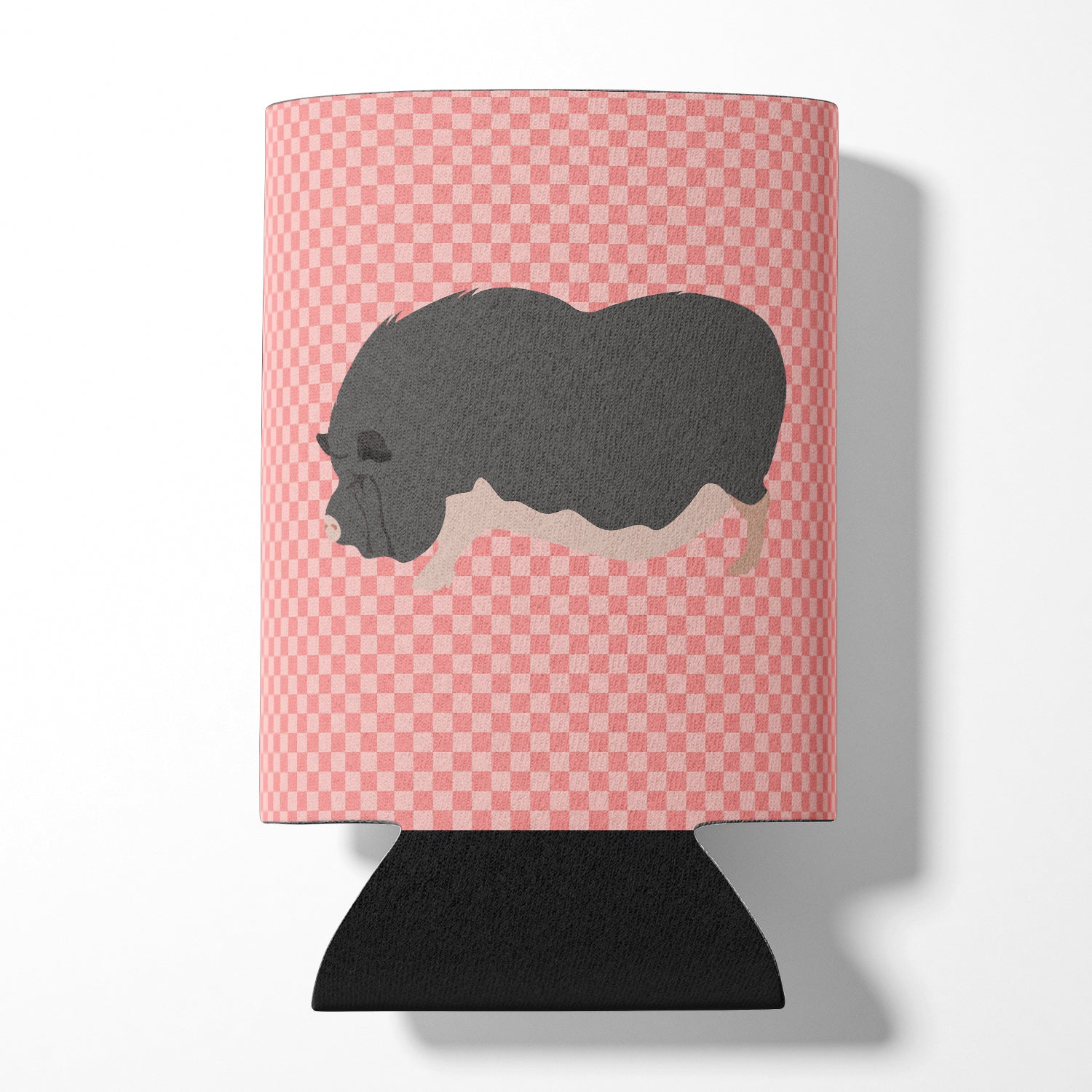 Vietnamese Pot-Bellied Pig Pink Check Can or Bottle Hugger Cooler Sleeve for Standard 12 oz Cans, Insulated Foam Beer & Soda Can Hugger Reusable