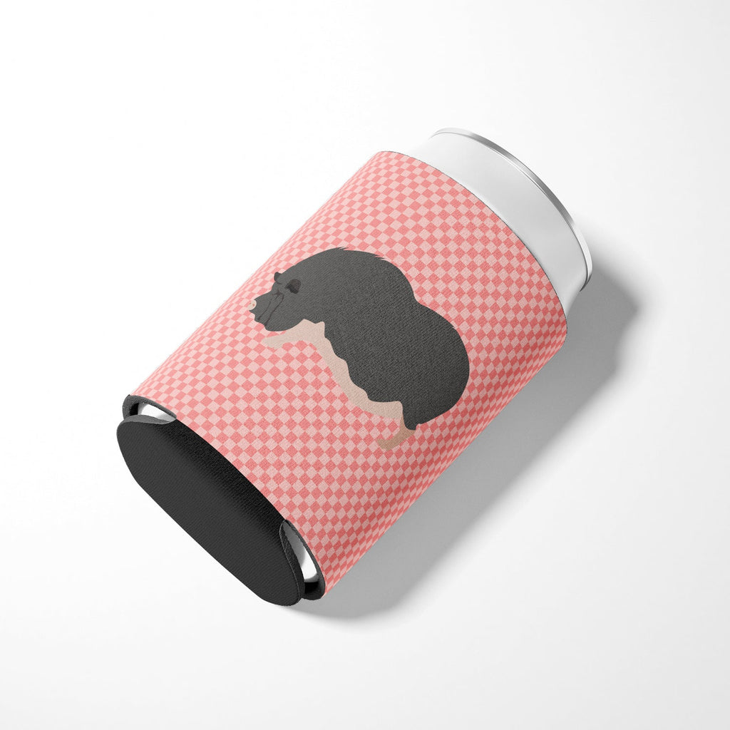 Vietnamese Pot-Bellied Pig Pink Check Can or Bottle Hugger Cooler Sleeve for Standard 12 oz Cans, Insulated Foam Beer & Soda Can Hugger Reusable