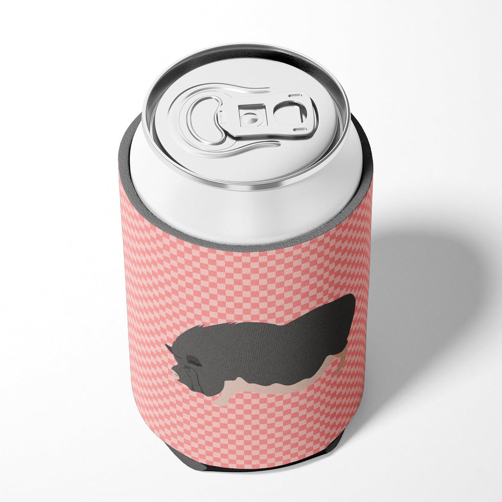 Vietnamese Pot-Bellied Pig Pink Check Can or Bottle Hugger Cooler Sleeve for Standard 12 oz Cans, Insulated Foam Beer & Soda Can Hugger Reusable