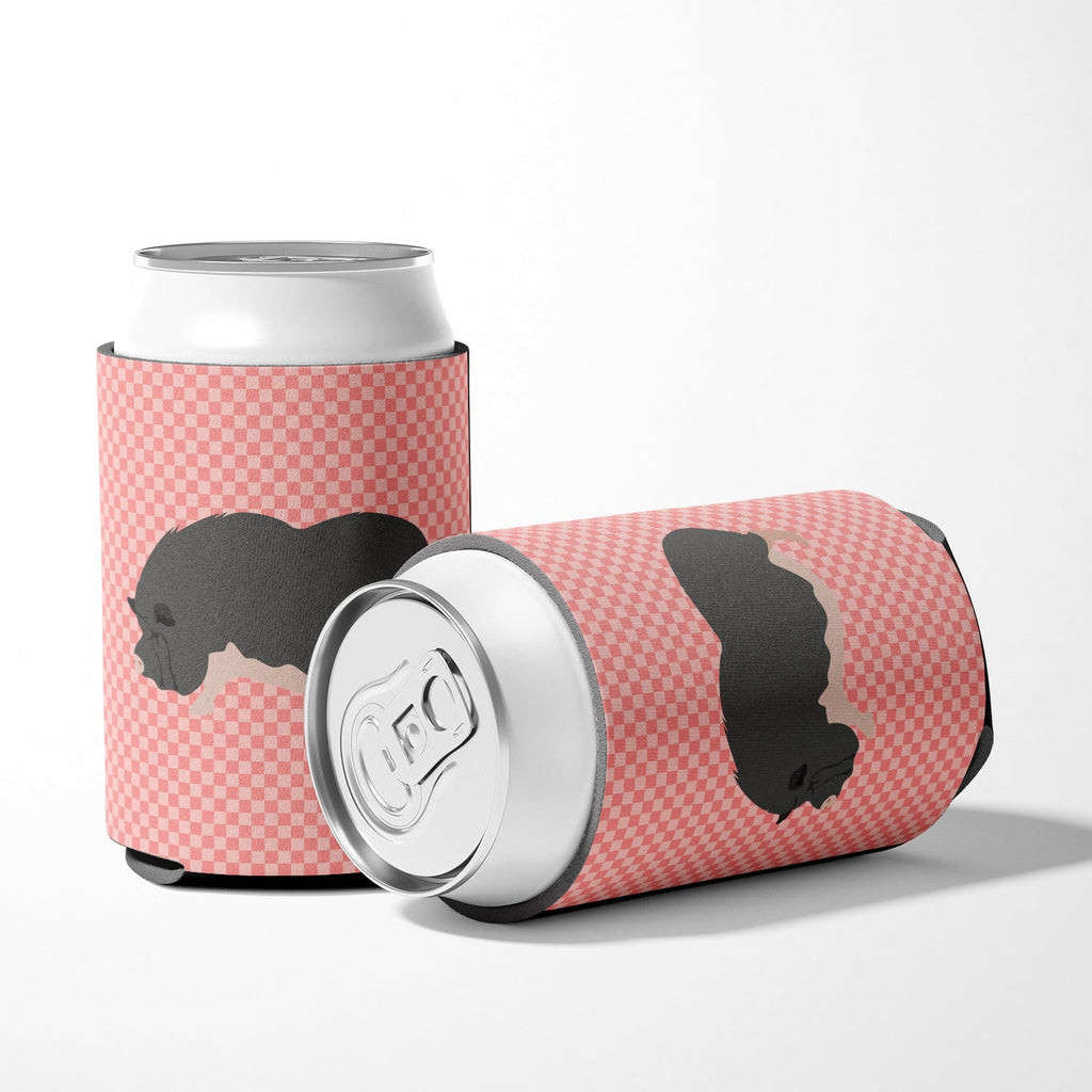 Vietnamese Pot-Bellied Pig Pink Check Can or Bottle Hugger Cooler Sleeve for Standard 12 oz Cans, Insulated Foam Beer & Soda Can Hugger Reusable