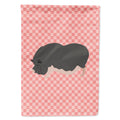 Vietnamese Pot-Bellied Pig Pink Check House Flag 28x40 Porch Sleeve Pole Decorative Outside Yard Banner Artwork Wall Hanging, Polyester