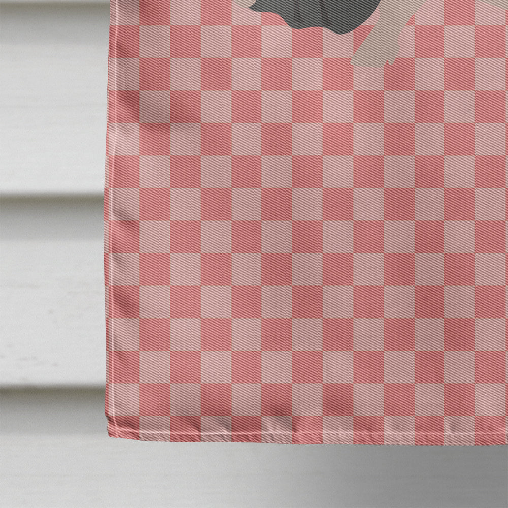 Vietnamese Pot-Bellied Pig Pink Check House Flag 28x40 Porch Sleeve Pole Decorative Outside Yard Banner Artwork Wall Hanging, Polyester