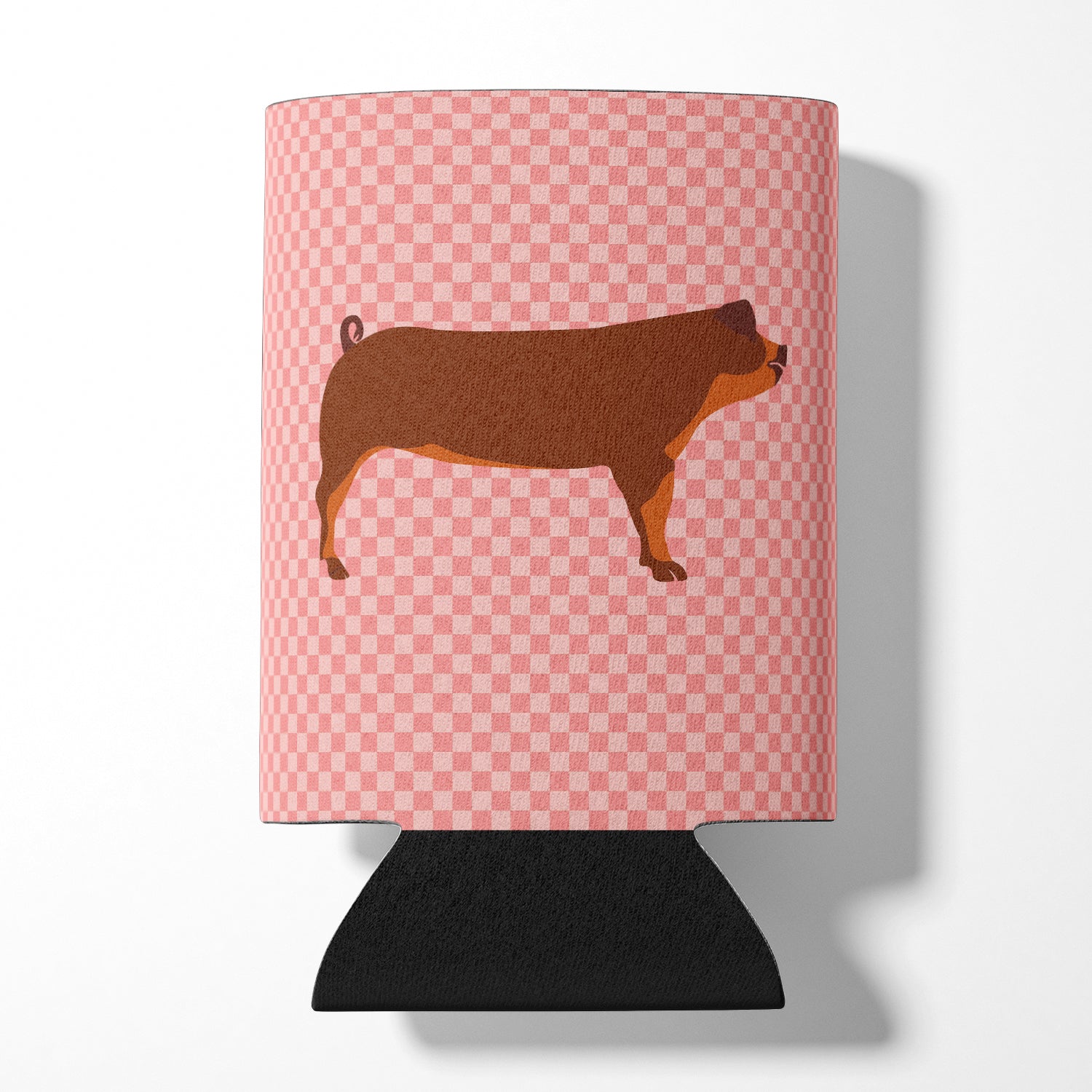 Duroc Pig Pink Check Can or Bottle Hugger Cooler Sleeve for Standard 12 oz Cans, Insulated Foam Beer & Soda Can Hugger Reusable
