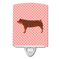 Duroc Pig Pink Check Ceramic Night Light Compact, UL-Certified, Ideal for Bedroom, Bathroom, Nursery, Hallway, Kitchen, 6x4x3, Multicolor
