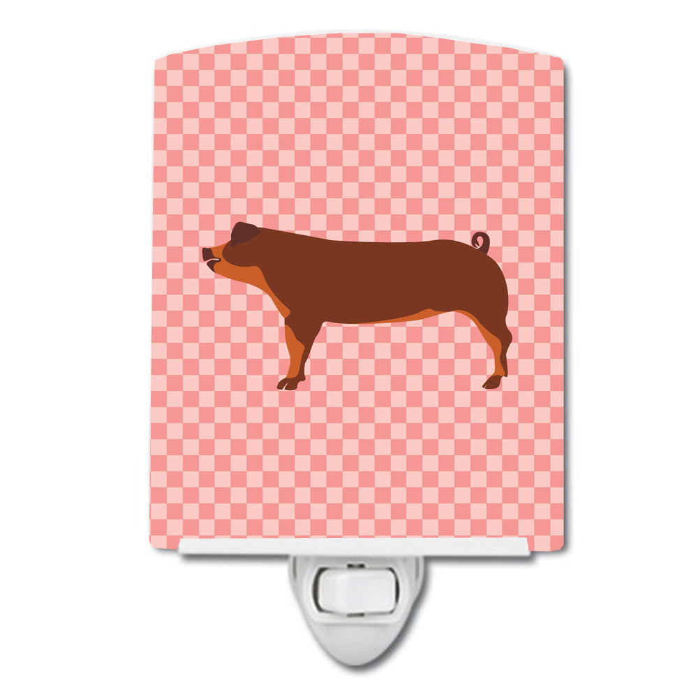 Duroc Pig Pink Check Ceramic Night Light Compact, UL-Certified, Ideal for Bedroom, Bathroom, Nursery, Hallway, Kitchen, 6x4x3, Multicolor