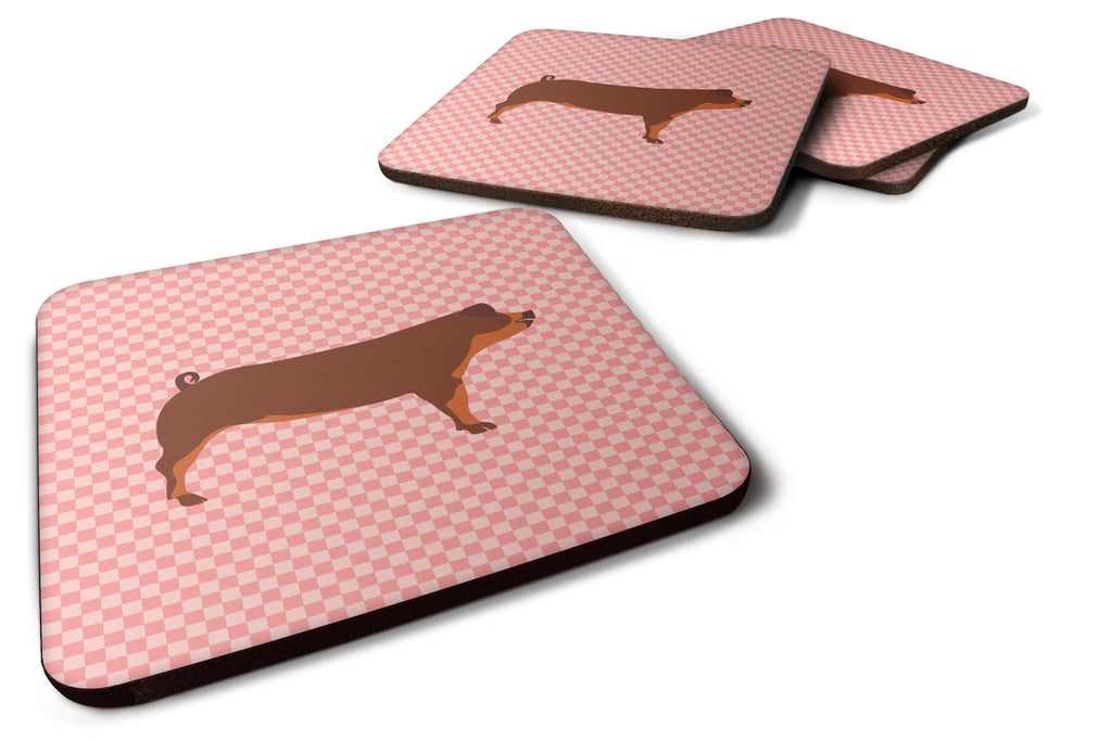 Duroc Pig Pink Check Foam Coasters Set of 4 Cup Coasters for Indoor Outdoor, Tabletop Protection, Anti Slip, Mouse pad Material