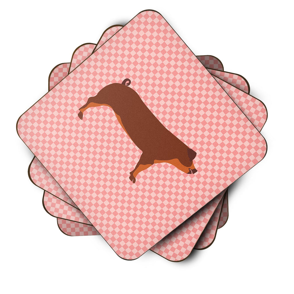 Duroc Pig Pink Check Foam Coasters Set of 4 Cup Coasters for Indoor Outdoor, Tabletop Protection, Anti Slip, Mouse pad Material