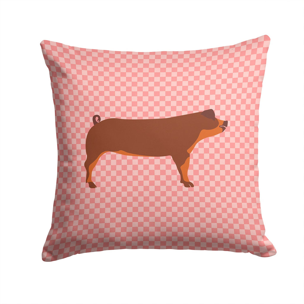 Duroc Pig Pink Check Decorative Throw Pillow 14x14 Indoor Outdoor Accent Cushion, Fabric Cover with Insert for Sofa, Bed, Porch & Living Room