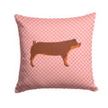 Duroc Pig Pink Check Decorative Throw Pillow 14x14 Indoor Outdoor Accent Cushion, Fabric Cover with Insert for Sofa, Bed, Porch & Living Room