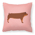 Duroc Pig Pink Check Decorative Throw Pillow 18x18 Indoor Outdoor Accent Cushion, Fabric Cover with Insert for Sofa, Bed, Porch & Living Room