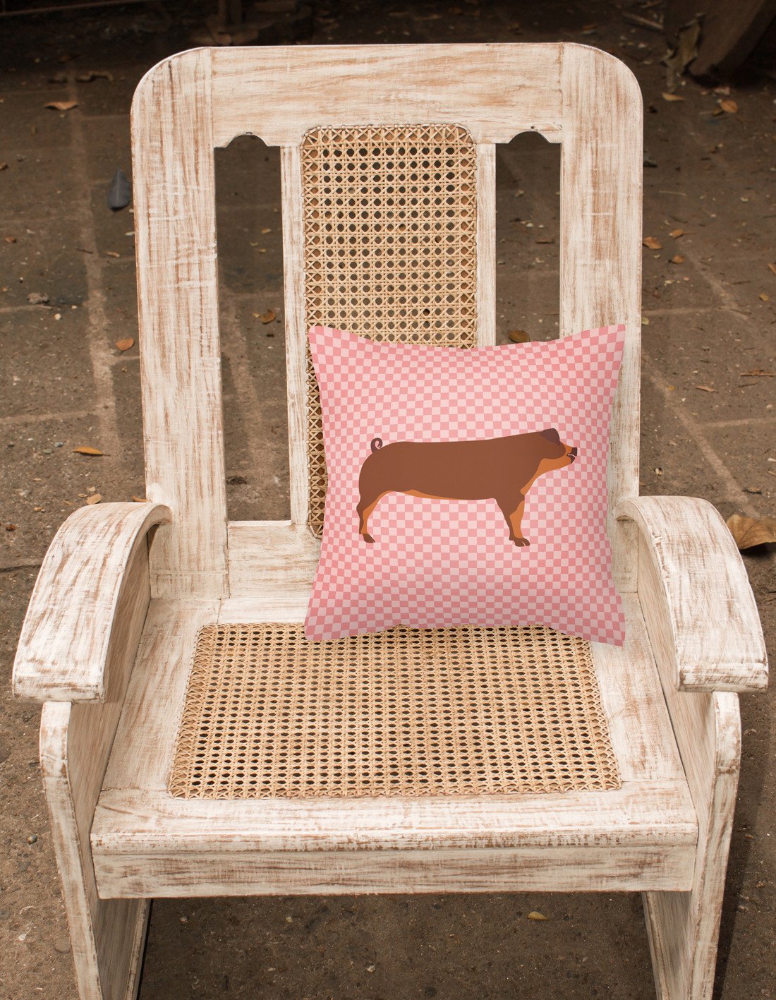 Duroc Pig Pink Check Decorative Throw Pillow 18x18 Indoor Outdoor Accent Cushion, Fabric Cover with Insert for Sofa, Bed, Porch & Living Room