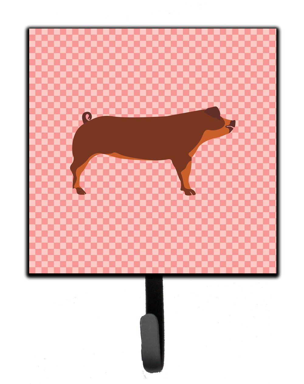 Duroc Pig Pink Check Leash or Key Holder Wall Hooks, Key Hooks Holder, Coat Rack Wall Mount, Coat Hooks, Hooks for Hanging Keys, Towels, Aprons, Leashes