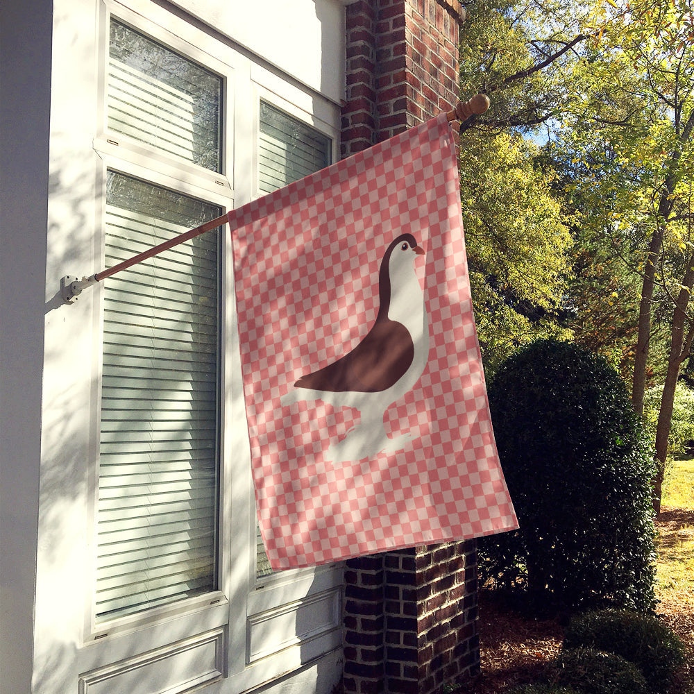 Large Pigeon Pink Check House Flag 28x40 Porch Sleeve Pole Decorative Outside Yard Banner Artwork Wall Hanging, Polyester