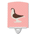 Large Pigeon Pink Check Ceramic Night Light Compact, UL-Certified, Ideal for Bedroom, Bathroom, Nursery, Hallway, Kitchen, 6x4x3, Multicolor