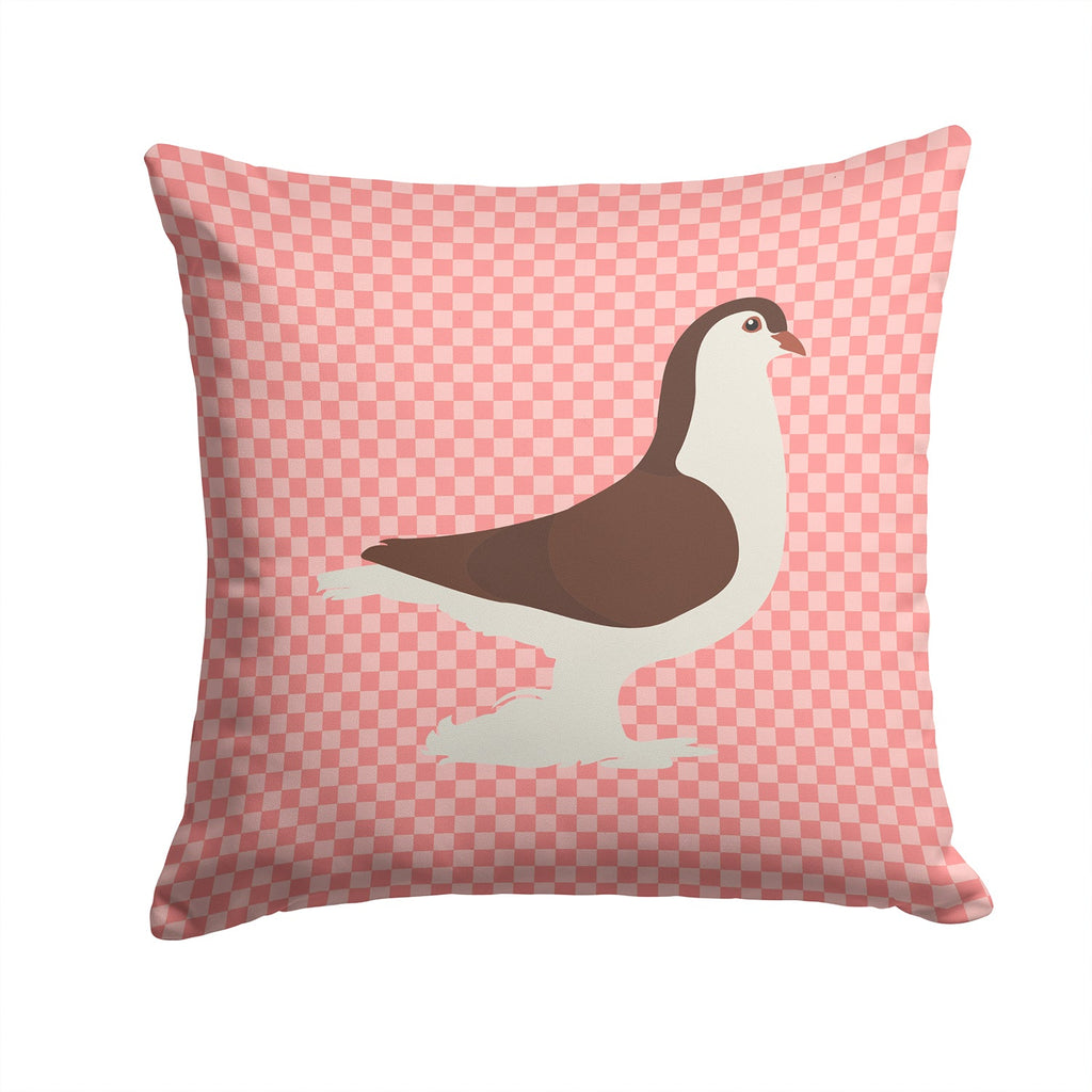 Large Pigeon Pink Check Decorative Throw Pillow 14x14 Indoor Outdoor Accent Cushion, Fabric Cover with Insert for Sofa, Bed, Porch & Living Room