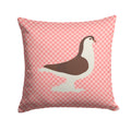 Large Pigeon Pink Check Decorative Throw Pillow 14x14 Indoor Outdoor Accent Cushion, Fabric Cover with Insert for Sofa, Bed, Porch & Living Room