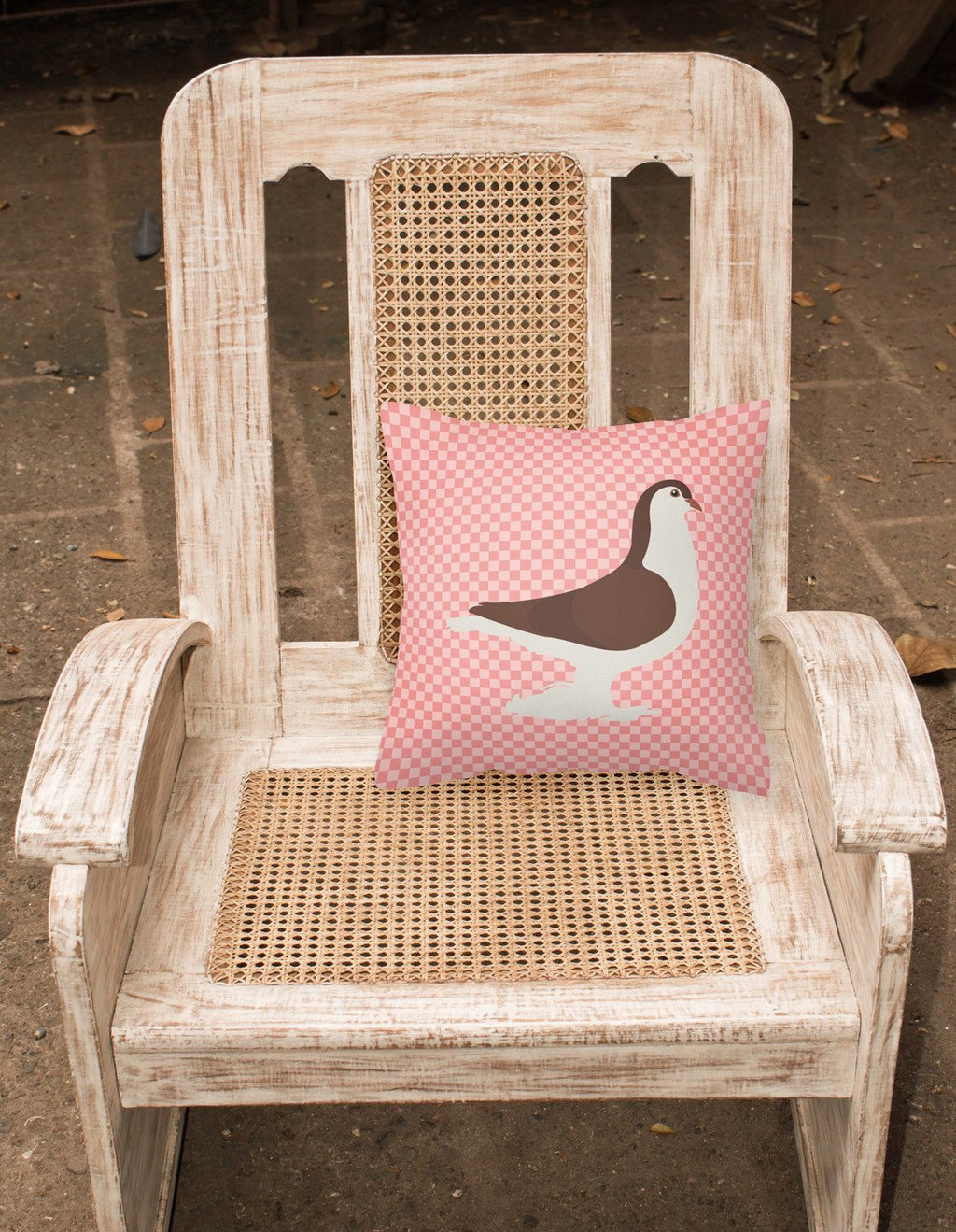 Large Pigeon Pink Check Decorative Throw Pillow 18x18 Indoor Outdoor Accent Cushion, Fabric Cover with Insert for Sofa, Bed, Porch & Living Room