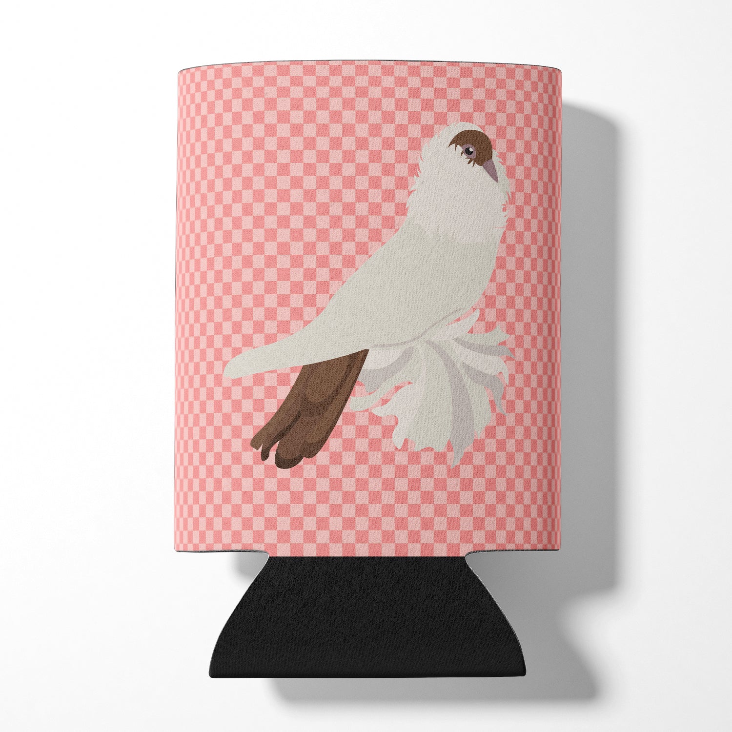 German Helmet Pigeon Pink Check Can or Bottle Hugger Cooler Sleeve for Standard 12 oz Cans, Insulated Foam Beer & Soda Can Hugger Reusable