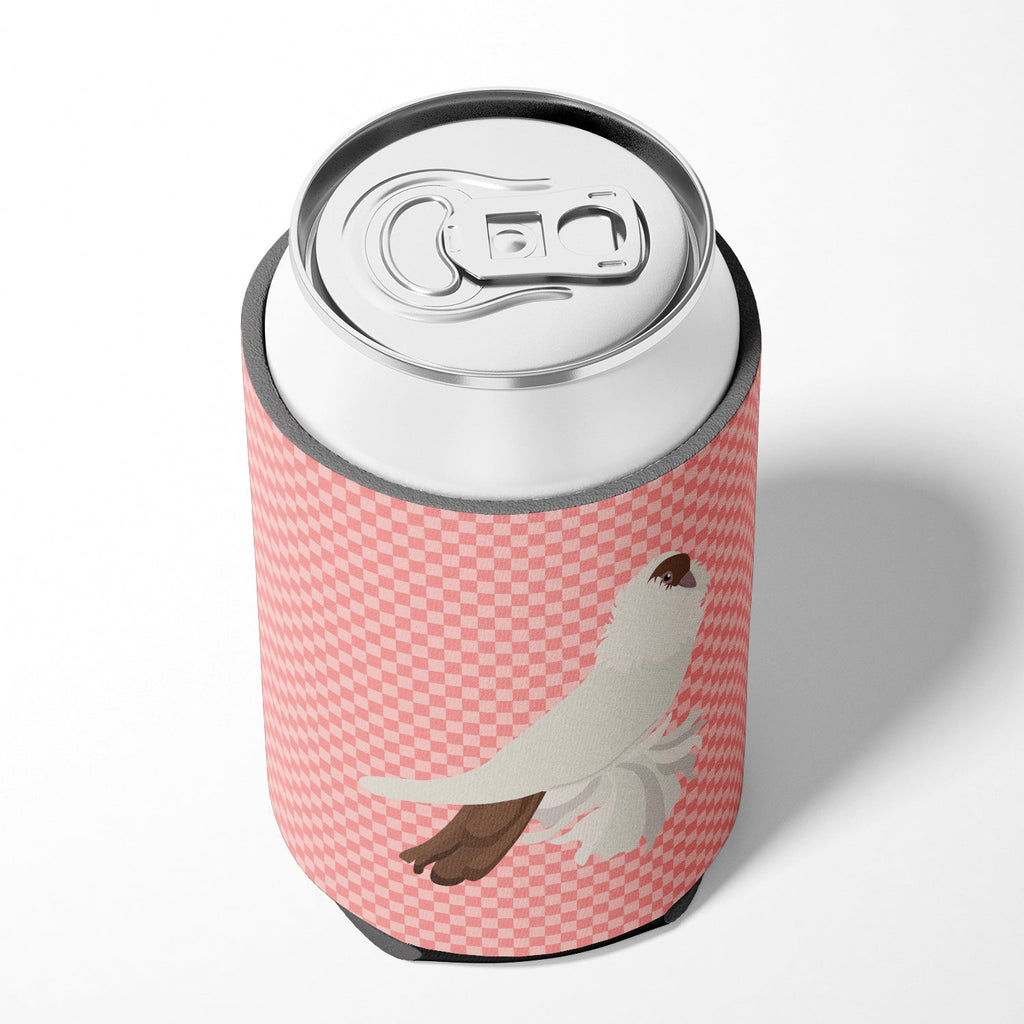 German Helmet Pigeon Pink Check Can or Bottle Hugger Cooler Sleeve for Standard 12 oz Cans, Insulated Foam Beer & Soda Can Hugger Reusable