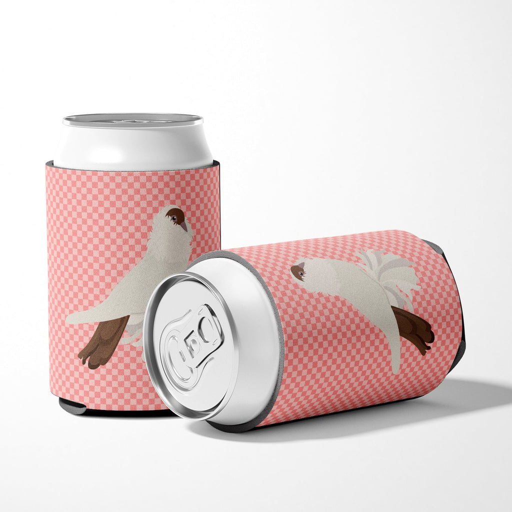 German Helmet Pigeon Pink Check Can or Bottle Hugger Cooler Sleeve for Standard 12 oz Cans, Insulated Foam Beer & Soda Can Hugger Reusable