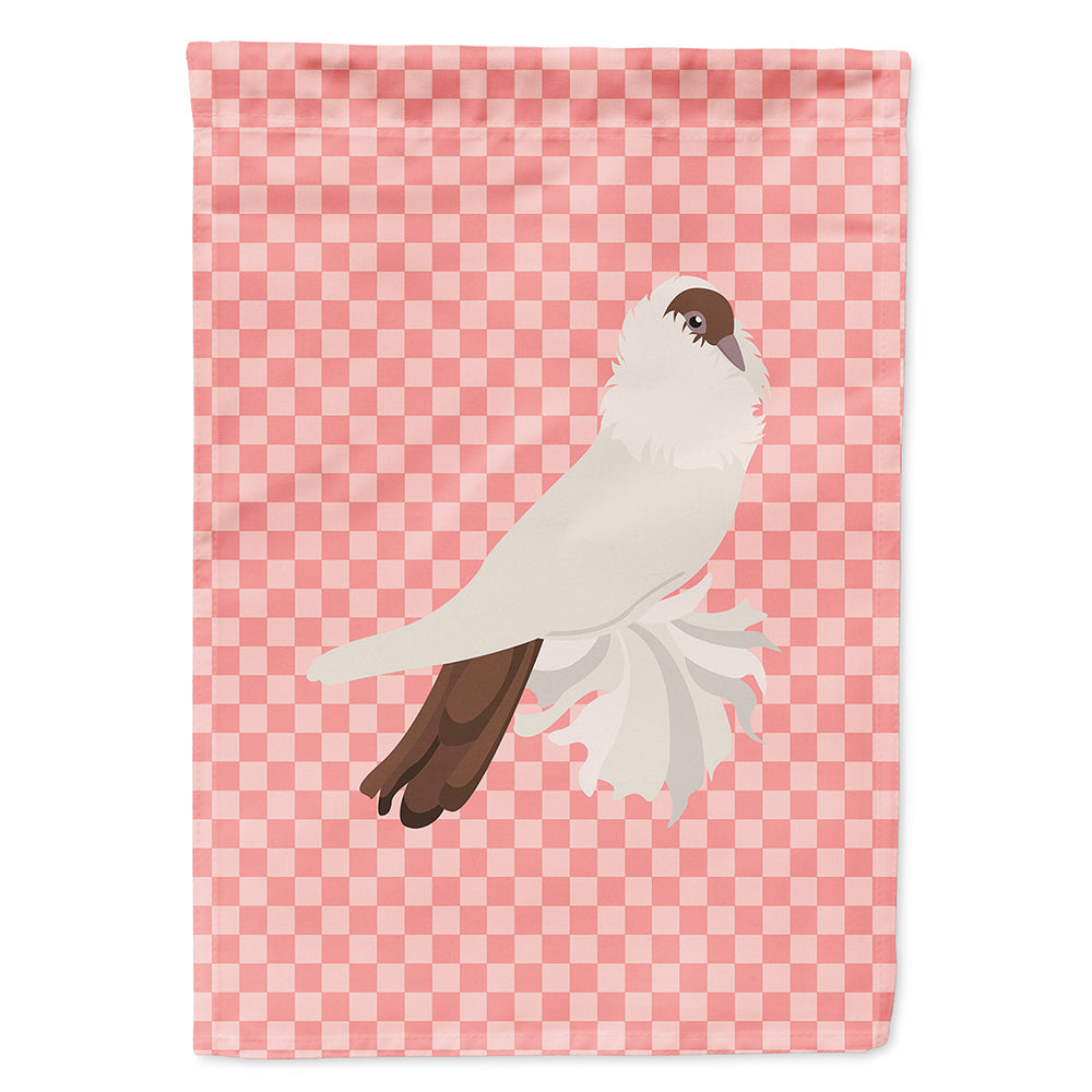 German Helmet Pigeon Pink Check House Flag 28x40 Porch Sleeve Pole Decorative Outside Yard Banner Artwork Wall Hanging, Polyester