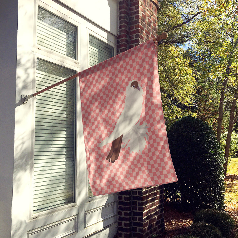 German Helmet Pigeon Pink Check House Flag 28x40 Porch Sleeve Pole Decorative Outside Yard Banner Artwork Wall Hanging, Polyester